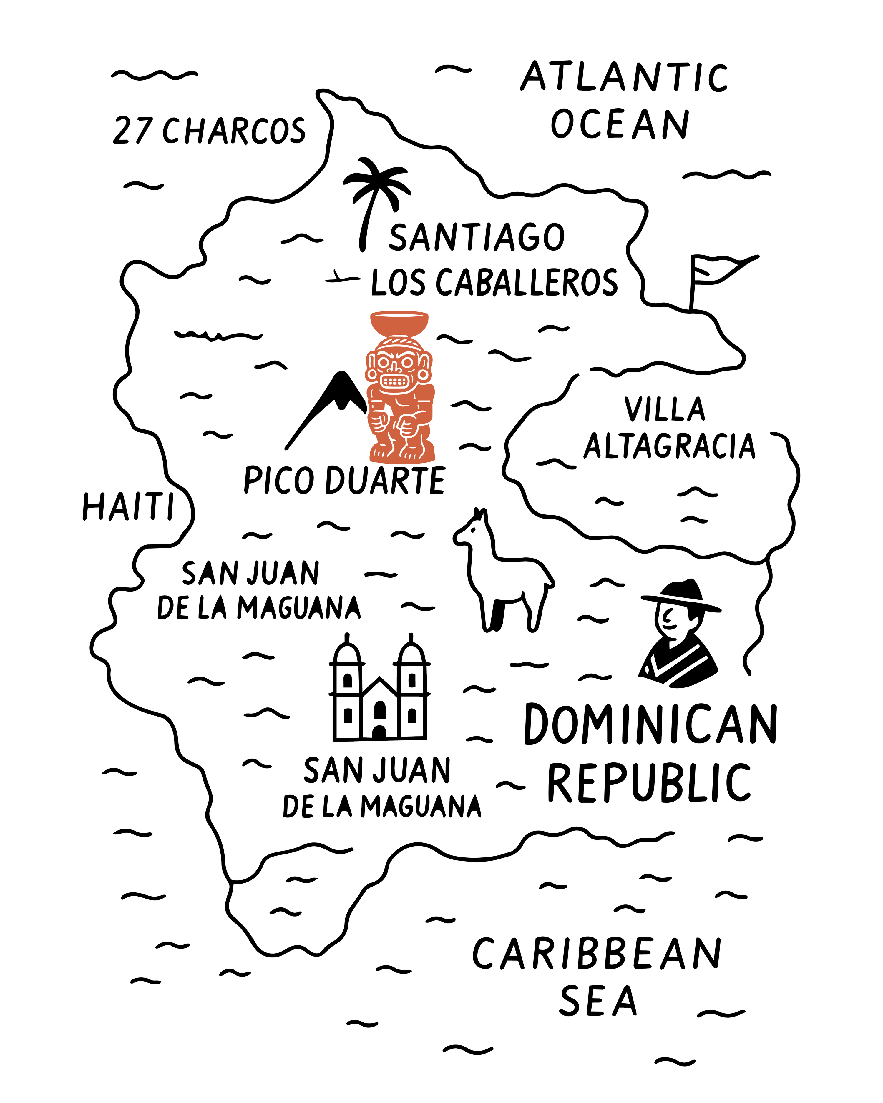 Map of the Dominican Republic with key locations labeled
