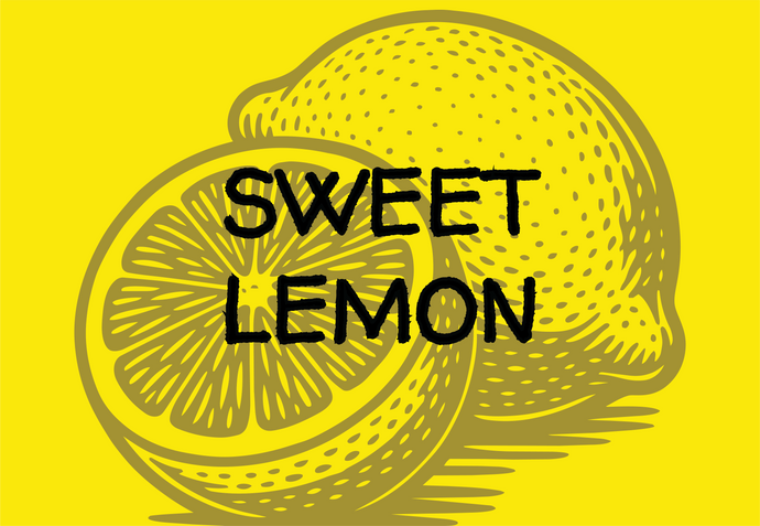 Illustration of a lemon with 'Sweet Lemon' text on a yellow background